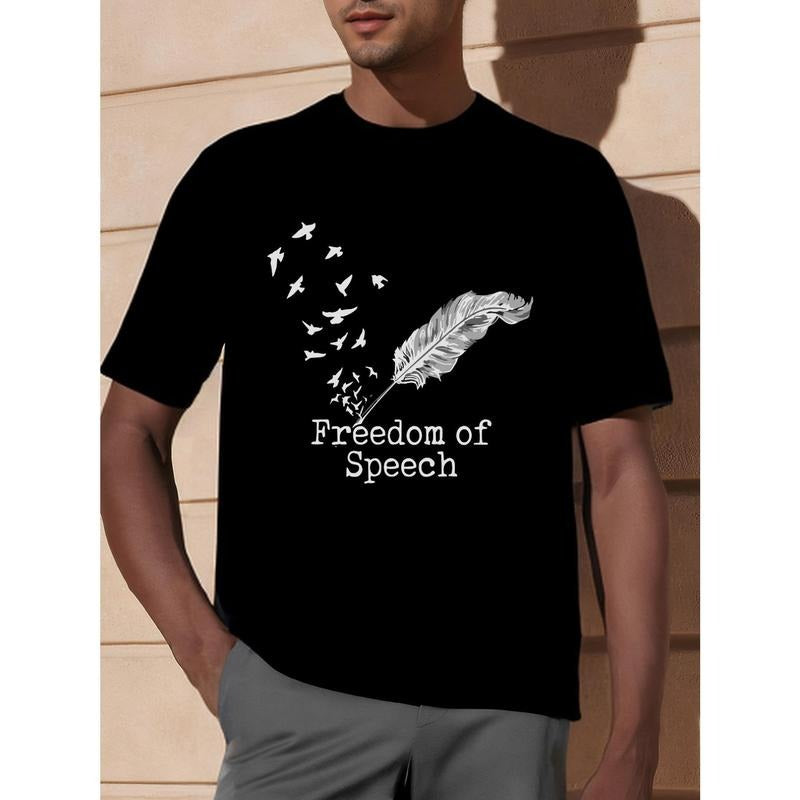 Freedom Of Speech Cool Unisex Shirt Bird Of Flocks White Feather Pen T-Shirt Short-Sleeve Liberal Democracies Open Speech Tee Made in USA
