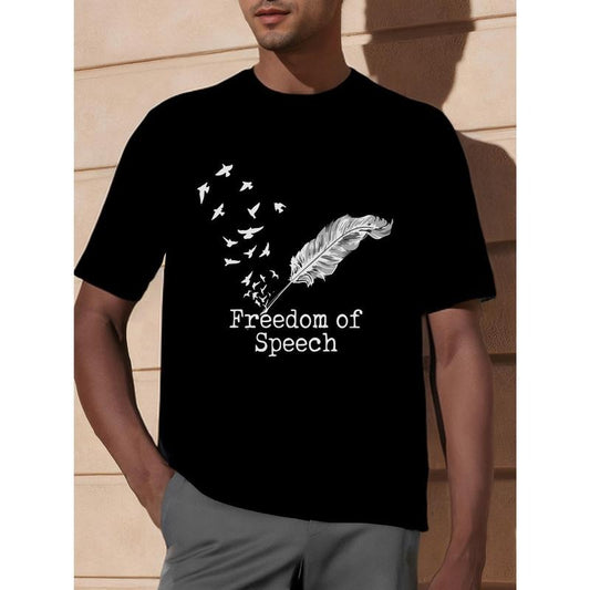 Freedom Of Speech Cool Unisex Shirt Bird Of Flocks White Feather Pen T-Shirt Short-Sleeve Liberal Democracies Open Speech Tee Made in USA