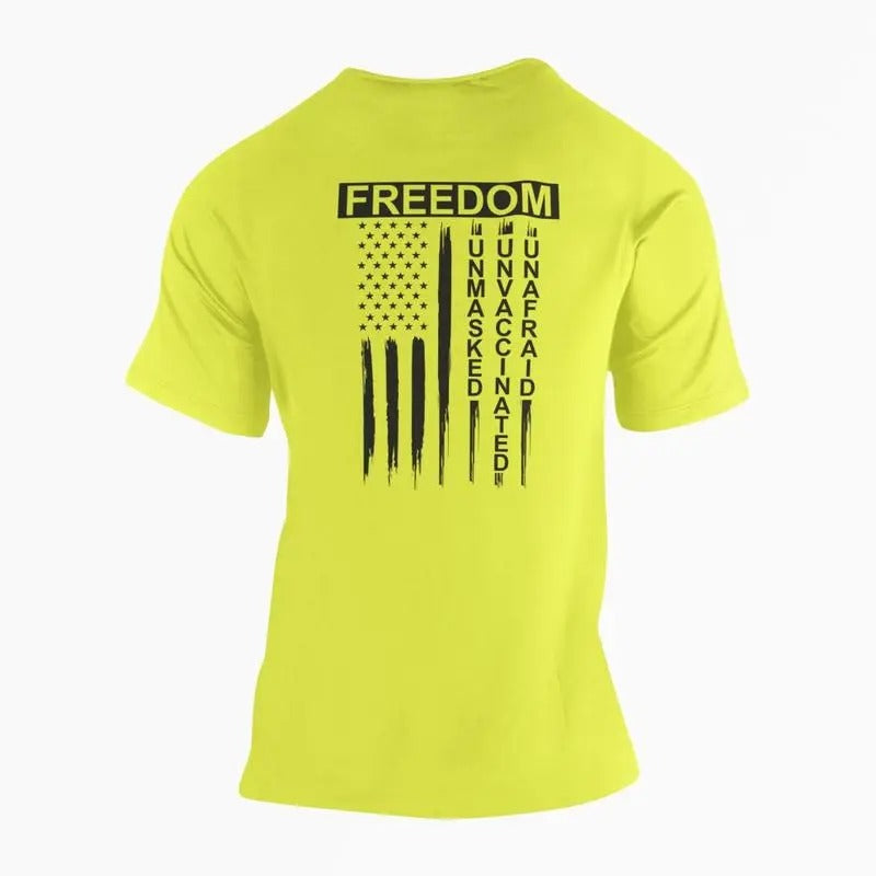 Freedom Unmasked Unvaccinated Unafraid High Vis Shirt Hoodie, Sweatshirt | DripVista.com