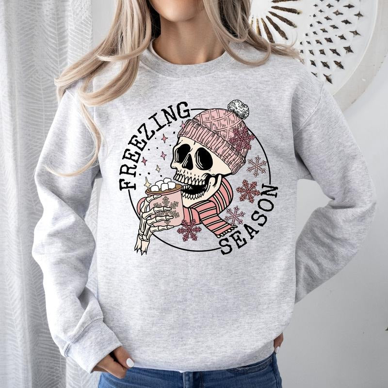 Freezing Season, Skeleton, Winter, Cold, Sweatshirt T-Shirts, Hoodie | DripVista.com