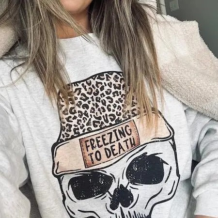 Freezing To Death Skull sweatshirt, Unisex Apparel Relaxed Fit Printed In The USA by Hippie Runner