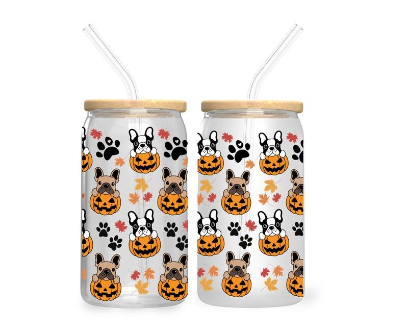 French Bulldog 16oz Halloween Glass Tumbler T-Shirts, Hoodie, Sweatshirt | DripVista.com