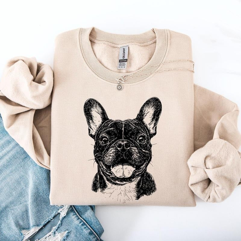 Frenchie, French Bulldog, Pet, Dog Breed Sweatshirt, Crew Neck, Women's, Crewneck T-Shirts, Hoodie | DripVista.com