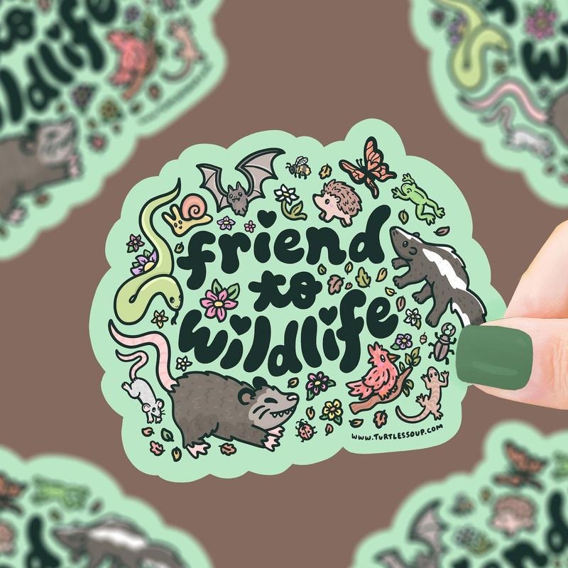 Friend to Wildlife Sticker, Vinyl, Waterproof, Water Bottle Sticker, Nature Sticker, Bats, Possums Wildlife, Animal...