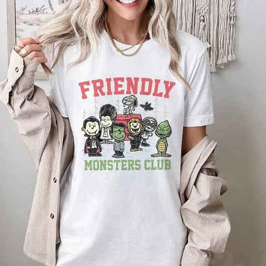 Friendly Monsters Club Shirt Snöpy Dracula Frankenstein The Mummy Shirt Shirt Snöpy   Halloween Shirt Spooky Season Shirt