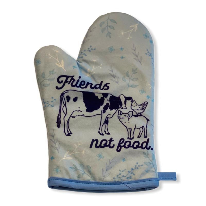 Friends Not Food Oven Mitt Cow Pig Chicken Vegan Plant Based Graphic Baking Glove Funny Graphic Kitchenwear Funny Food ...