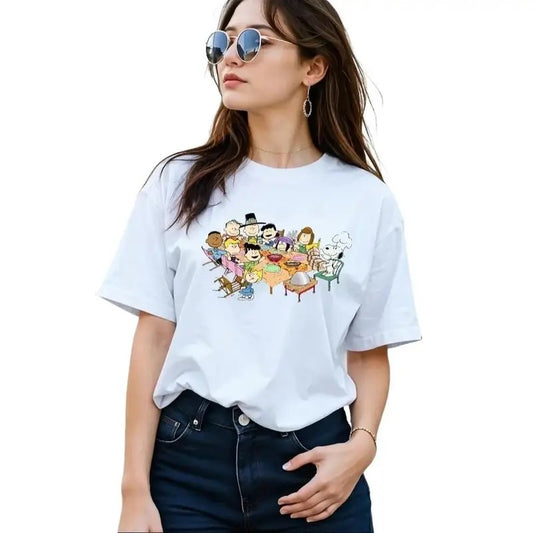 Friendsgiving Shirt, Friends Turkey Thanksgiving Shirt, Gift for Her, Cute White Dog Shirt Gift, Friend Group