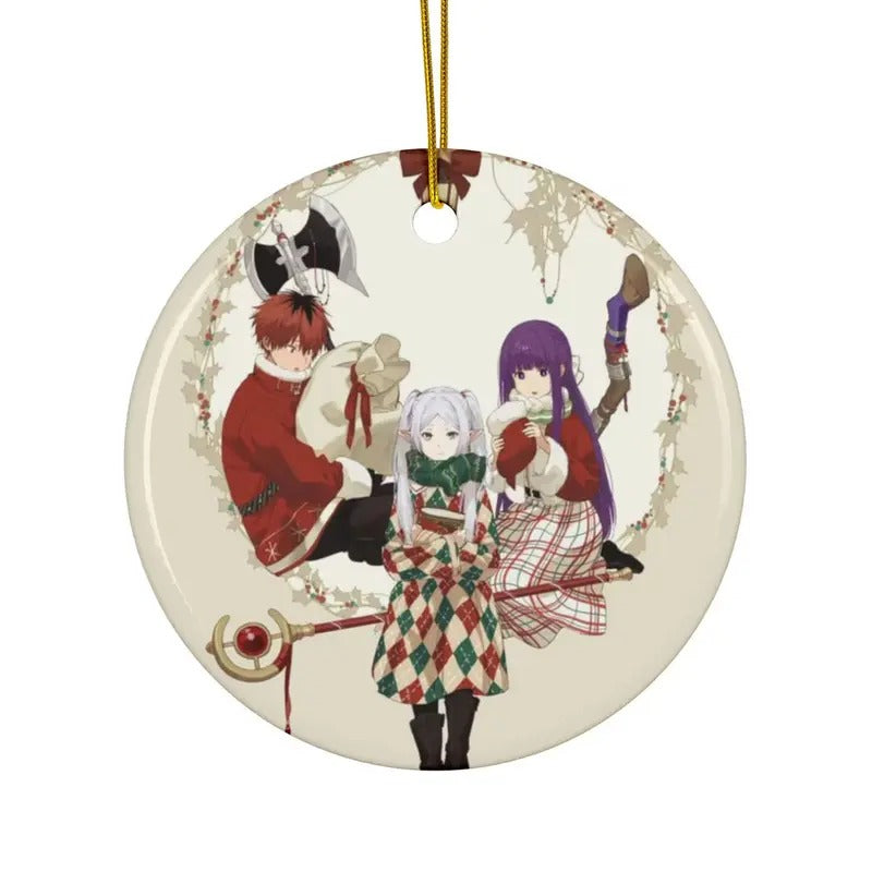 Frieren Elf Fern Stark Kawaii Chibi Anime Manga Xmas Christmas Ornament, Anime Fan Gift T-Shirts, Hoodie, Sweatshirt