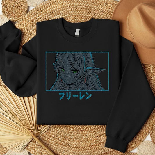 Frieren Stare Embroidered Shirt, Cool Anime Embroidered Tshirt, Unisex Anime Shirt, Frieren The Slayer Embroidered Shirt, Frieren Clone Embroidered Shirt
