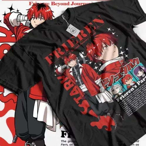 Frieren T-Shirt Beyond Journey's End Fern Stark Girl Anime Gifts Shirt All Sizestyle{n002}2