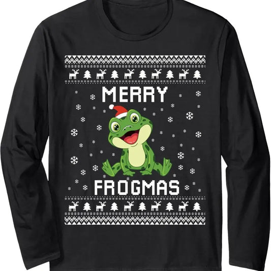 Frog Ugly Christmas Sweater Frog Lover Holiday Present Long Sleeve T-Shirt
