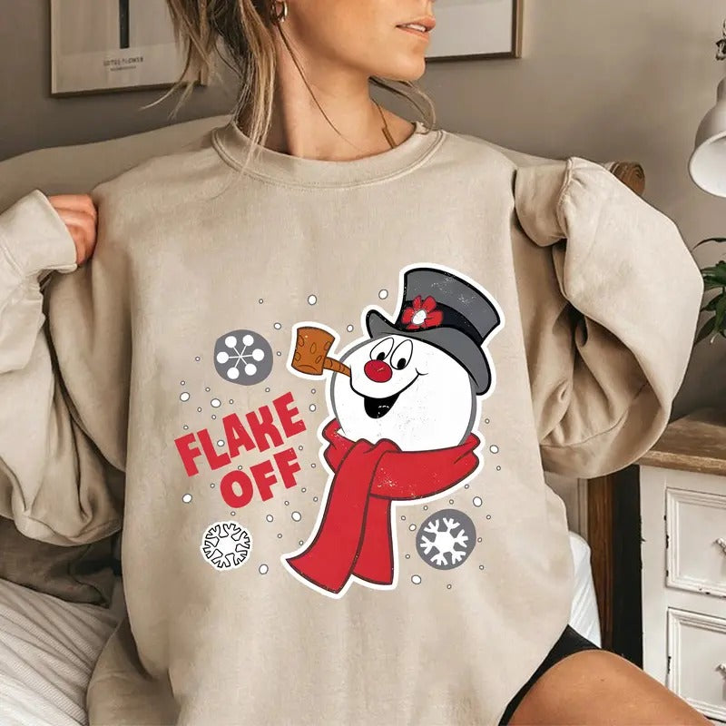 Frosty The Snowman Tee Shirt, Vintage Flake Off Shirt, Christmas Holiday Shirt, Xmas Party Shirt, Cartoon Movie Shirt,...