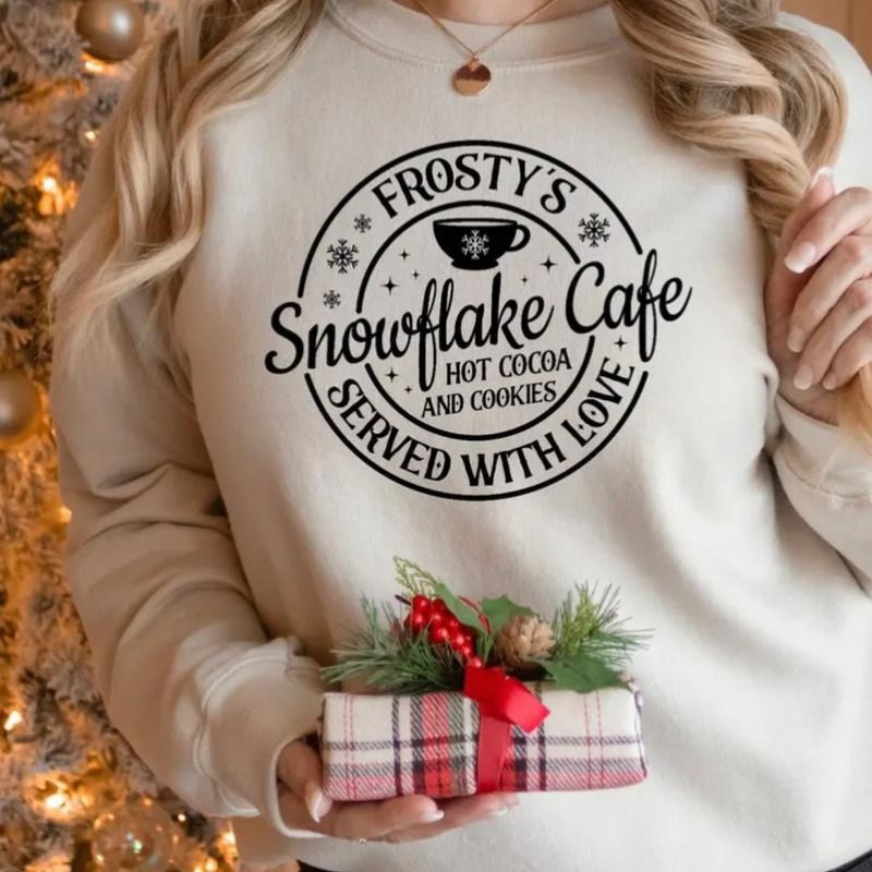 Frostys Snowflake Cafe Crewneck Sweatshirt T-Shirts, Hoodie | DripVista.com