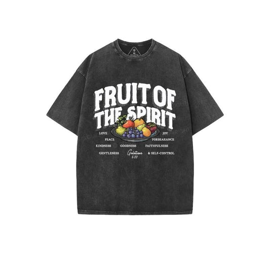 Fruit Of The Spirit Christian Comfy Printed Tee Pure Cotton Fabric Casual Streetstyle Crew Neck Short Sleeve Soft-Washed T-Shirt Trendy Tops for Women for Men, Perfect Gift Love