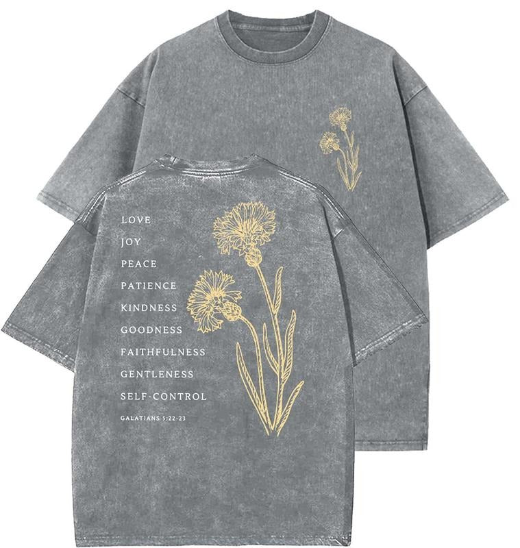 Fruit Of The Spirit Unisex Washed T-Shirt, Christian t shirts, Vintage 90s Graphic Tee, Gift Top Womenswear Cotton...