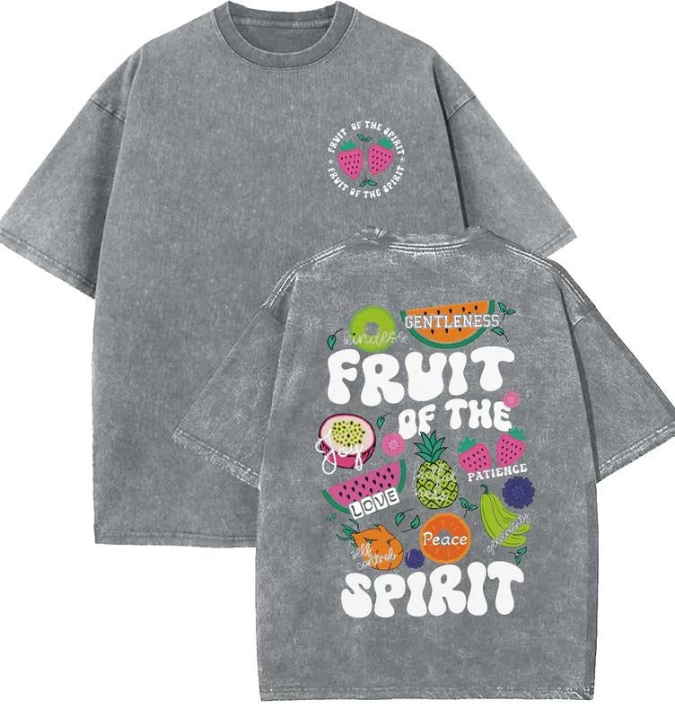 Fruit Of The Spirit Unisex Washed T-Shirt, Christian t shirts, Vintage 90s Graphic Tee, Gift Top Womenswear Cotton...