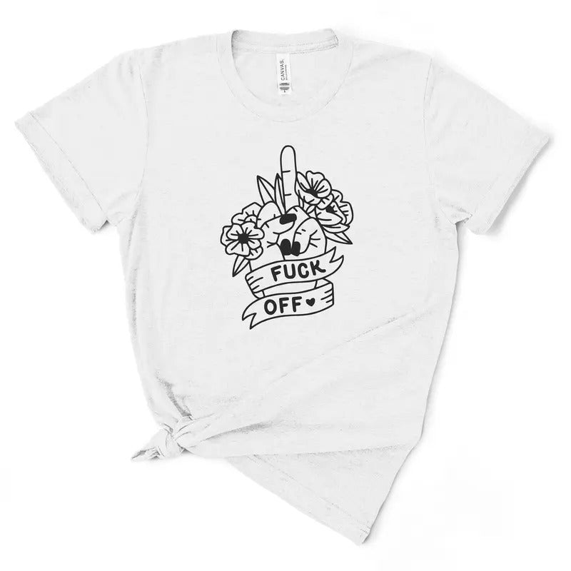 Fuck Off Floral Middle Finger TShirt Hoodie, Sweatshirt | DripVista.com
