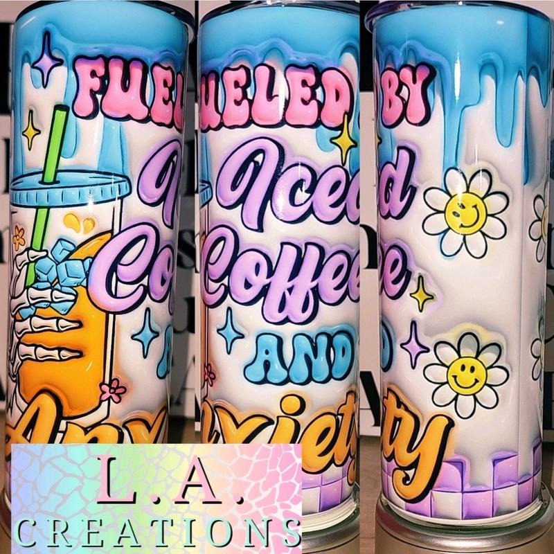 Fuelded by iced coffee and anxiety Tumbler T-Shirts, Hoodie, Sweatshirt | DripVista.com