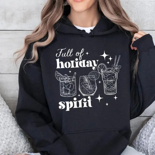 Full Of Holiday Spirits Swweatshirt, Christmas Holiday Spirit Cocktail Club Stshirt, Christmas Drinking Shirt, Christmas Party Hoodie, Unisex Sweater