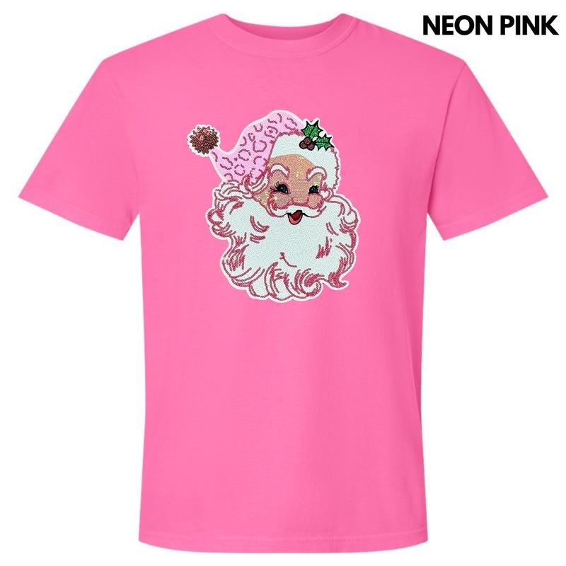 Full Sequin Blushing Santa Patch Comfort Colors T-Shirt