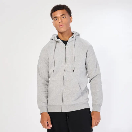Full-Zip Fleece Hoodie by Axism Cotton Menswear Man Zipper