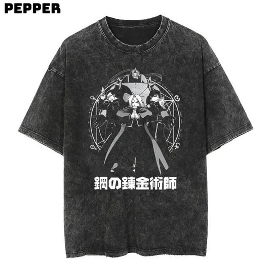 Fullmetal Alchemist Vintage Tee , Anime Tshirt , Manga Shirt , Fullmetal Alchemist Shirt , Fullmetal Alchemist Merch , Anime Fullmetal Alchemist Shirt , Gift For Fan , Gift For Man And Gift For Women Menswear Top Tropical T-Shirt Shortsleeve Human