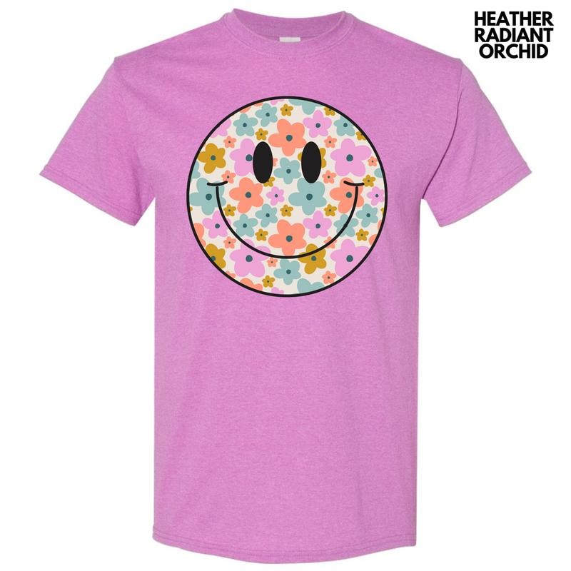 Fun Flower Happy Face Gildan Short Sleeve T-Shirt 'NLB' Hoodie, Sweatshirt | DripVista.com