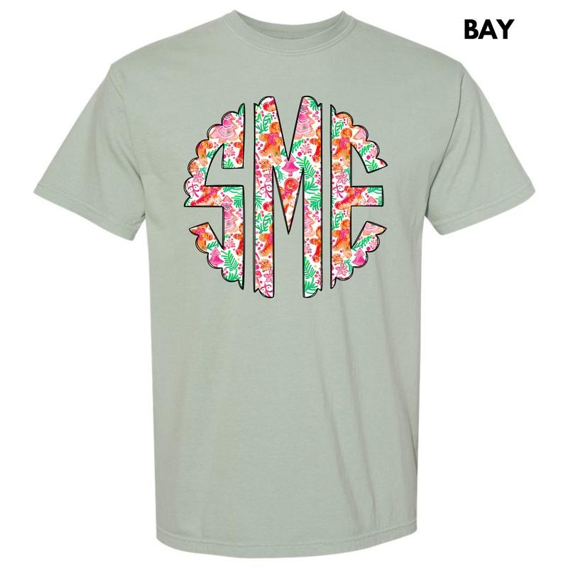 Fun Gingerbread Christmas Monogram Comfort Colors T-Shirt 'NLB' Hoodie, Sweatshirt | DripVista.com