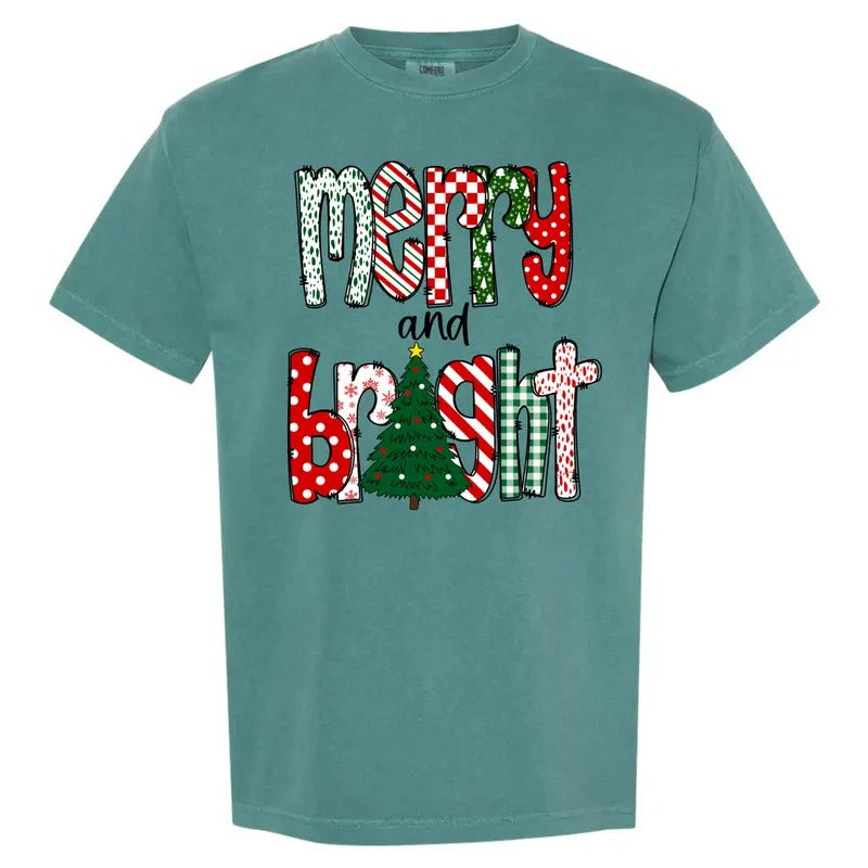 Fun Pattern Merry & Bright Comfort Colors T-Shirt 'NLB' Hoodie, Sweatshirt | DripVista.com
