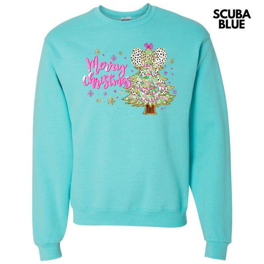 Fun Pink Merry Christmas Tree Sweatshirt 'NLB'
