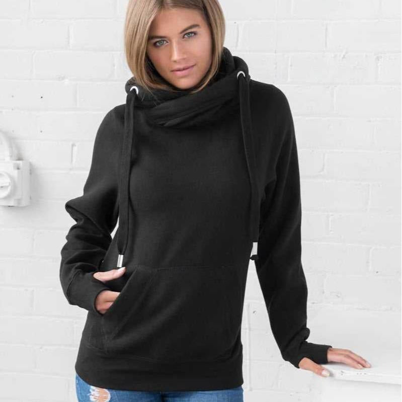 Funnel Neck Sweatshirt Cowl Neck Winter Pullover Womens Pink Hoodie Gift for Her Fall Sweatshirt Gray Pullover T-Shirts
