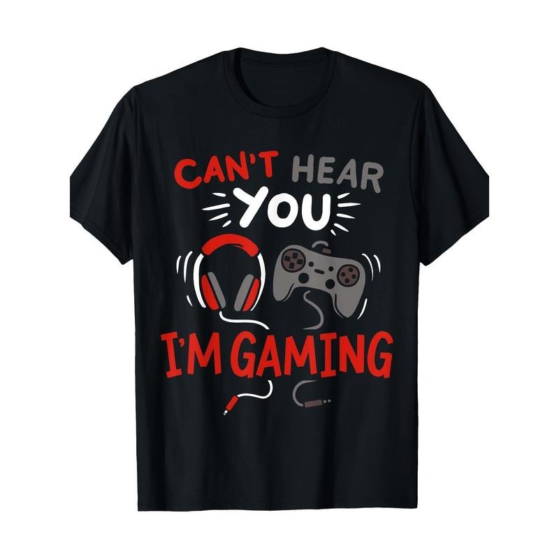 Funny 'Can't Hear You, I'm Gaming' Cotton T-Shirt - Perfect Gamer Gift, Casual & Sporty Fit for Outdoor Activities Made in USA
