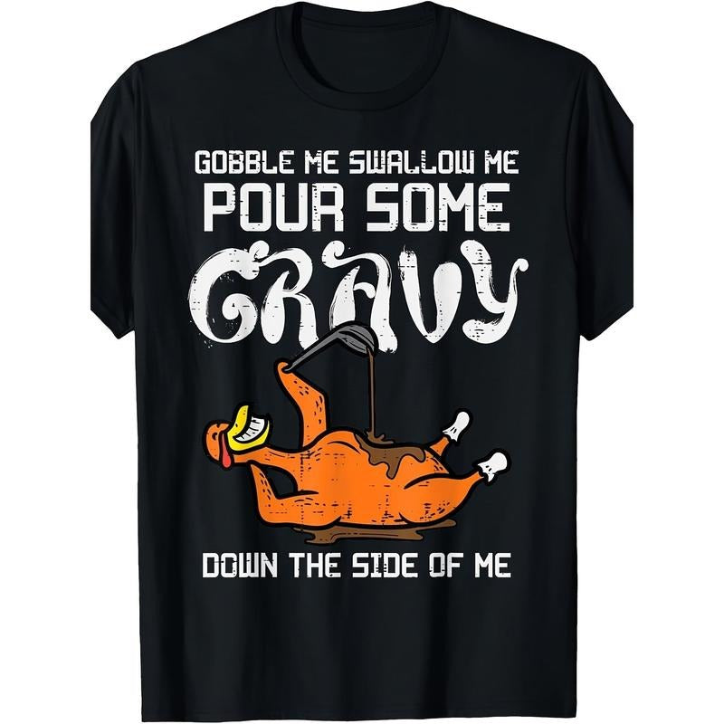Funny 'Gobble Swallow Me' Turkey Graphic Tee