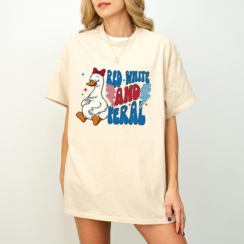 Funny 4th of July Shirt, Feral Raccoon Tee Shirt Feral Girl, Red White and Feral Shirt, Independence Day, America Shirt Tee, Patriotic Shirt