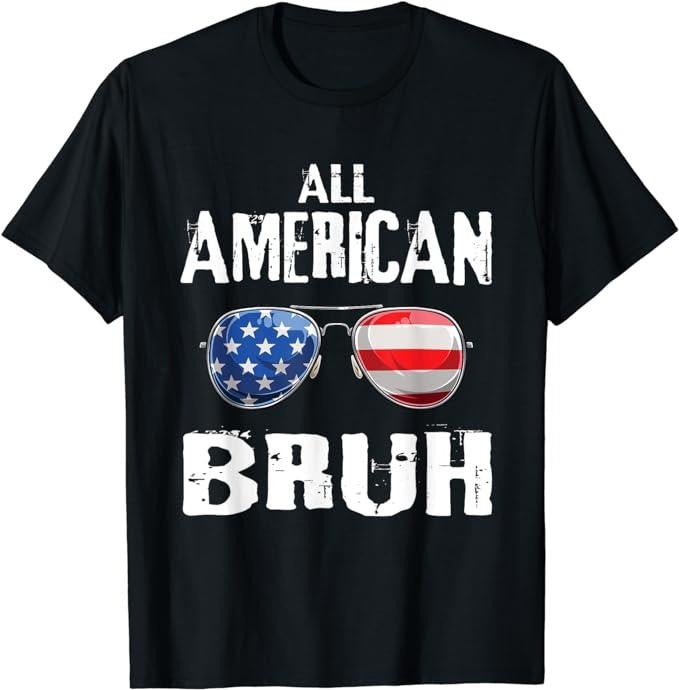 Funny 4th of July Shirts For Men, All American Bruh 4th Of July Boys Patriotic T-Shirt Menswear Top Casual Cotton Fashion...