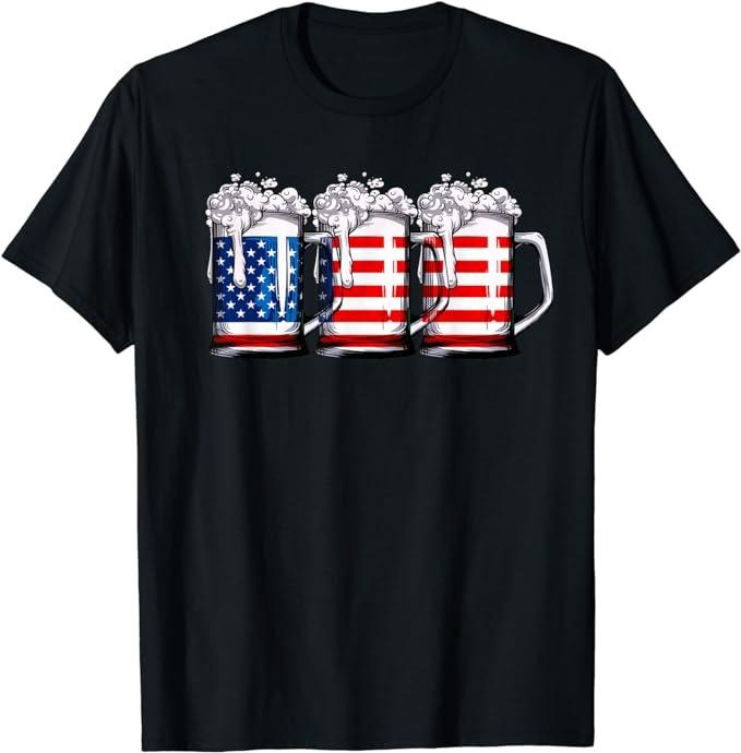Funny 4th of July Shirts For Men, Beer American Flag 4th of July Men Women Merica Drinking USA T-Shirt Menswear Top...