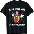Funny 4th of July Shirts For Men, I'm Just Here For The Wieners Funny Fourth of July Hot Dog T-Shirt Menswear Top Casual Cotton Fashion Basic