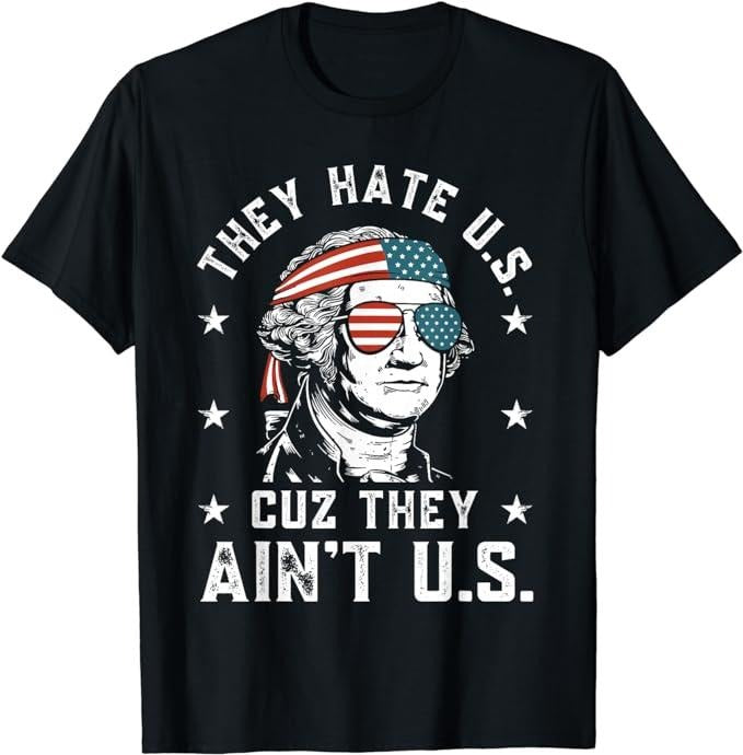 Funny 4th of July Shirts For Men, They Hate Us Cuz They Ain't Us Funny 4th of July T-Shirt Menswear Top Casual Cotton...