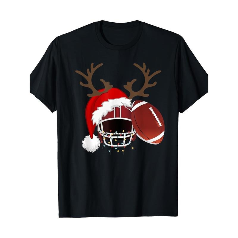 Funny American Football Reindeer Santa Hat Christmas Holiday 220g 100% CottonT-Shirt made in usa Hoodie, Sweatshirt