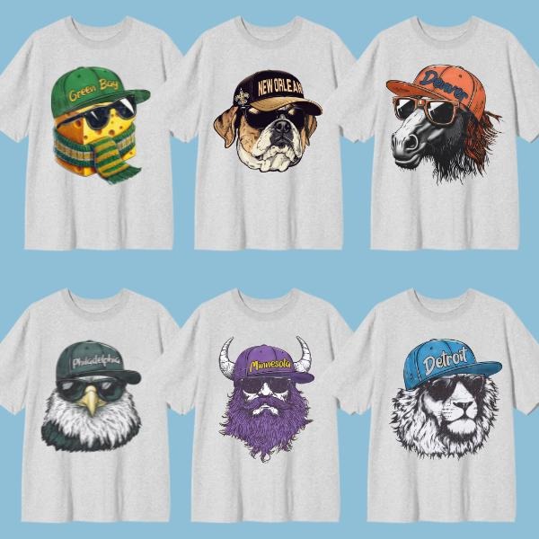 Funny Animal Mascot Football City T-Shirt, Vintage Football Spiritwear Graphic Tee for Game Day, Cool Unisex Fan Shirt, Gift for Him Her Football Lovers