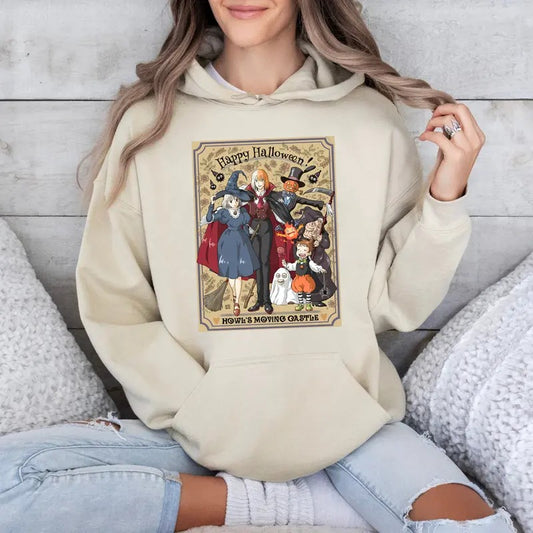Funny Anime Halloween Sweatshirt, Howls Moving Castle, Howl And Sophie, Calcifer