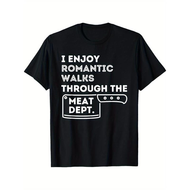 Funny BBQ Printed Men's Cotton Graphic T-shirt, Casual Short Sleeve Crew Neck T-shirt, Men's Tee For Outdoor made in...
