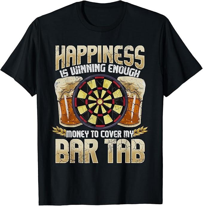 Funny Bar Shirts, Darts Dart League Team Bar Tab Funny Humor Sayings Quotes T-Shirt Menswear Top