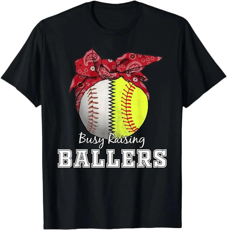 Funny Baseball Shirt, Busy Raising Ballers Softball Baseball Tee baseball mom Gift T-Shirt Fabric Menswear Fabric...