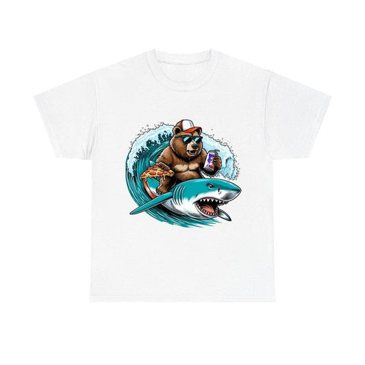 Funny Bear Shark Beer Pizza Graphic Unisex Shirt