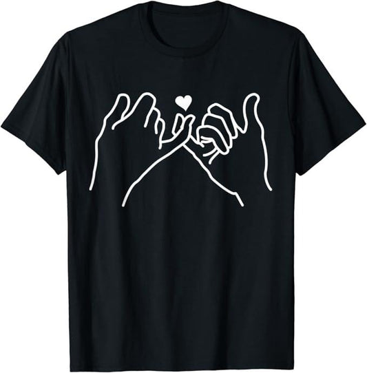 Funny Best Friend Shirts, Gift For Best Friend, Pinky Swear Promise Heart Best Friends Bff Couples Boyfriend T-Shirt Basic Casual Comfort