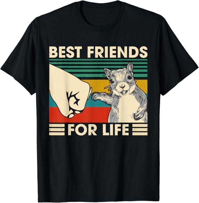 Funny Best Friend Shirts, Gift For Best Friend, Retro Vintage Squirrel Best Friend For Life Fist Bump T-Shirt Menswear...