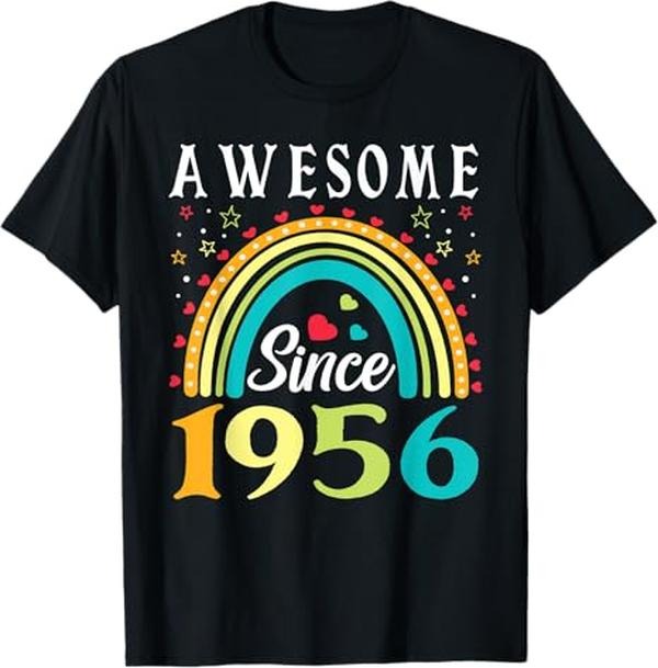 Funny Birthday Shirts, Awesome Since 1956 67th Birthday T-Shirt - Menswear Top