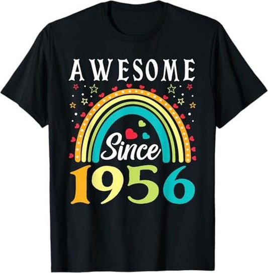 Funny Birthday Shirts, Awesome Since 1956 67th Birthday T-Shirt - Menswear Top