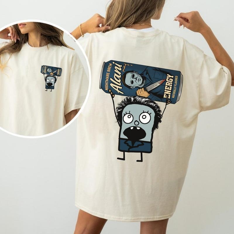 Funny Cartoon Character With Halloween Drink Teee